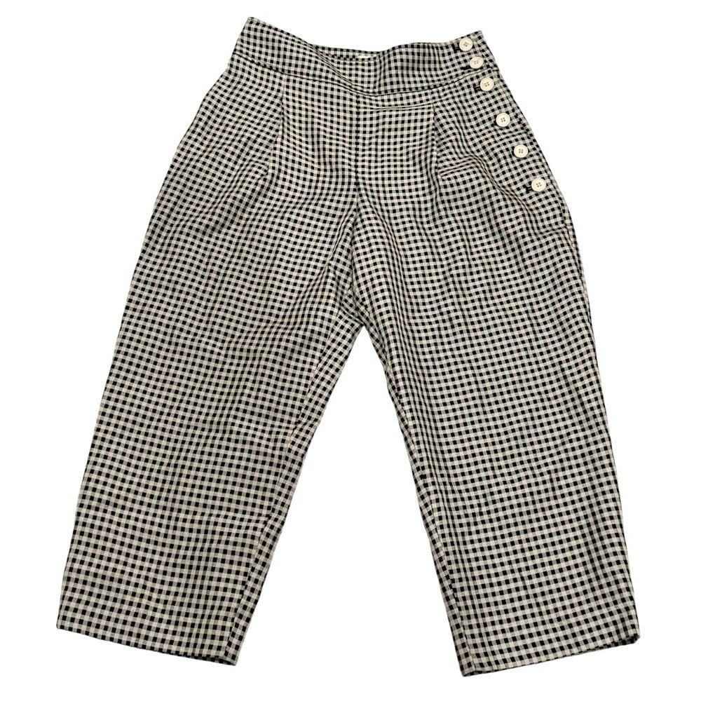 CLUB MONACO Black and White Houndstooth Cropped Pants w/ Accent Buttons Size 8